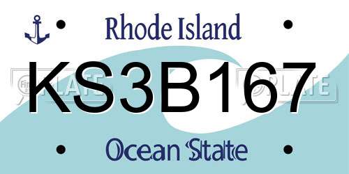 KS3B167 Rhode Island License Plate