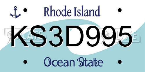 KS3D995 Rhode Island License Plate