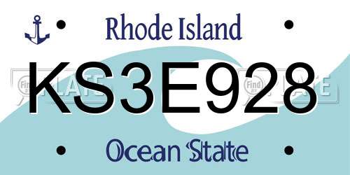KS3E928 Rhode Island License Plate