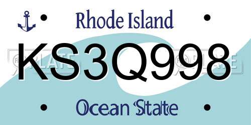 KS3Q998 Rhode Island License Plate