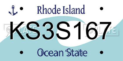 KS3S167 Rhode Island License Plate