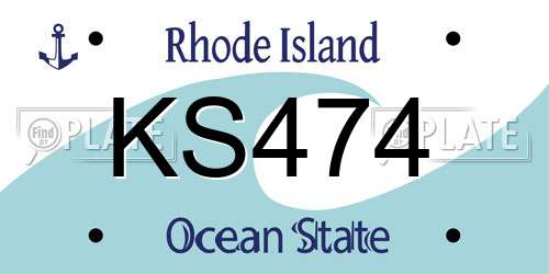KS474 Rhode Island License Plate