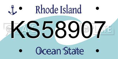 KS58907 Rhode Island License Plate