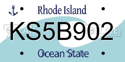 KS5B902 Rhode Island License Plate
