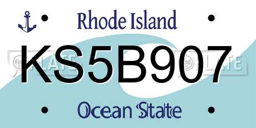 KS5B907 Rhode Island License Plate