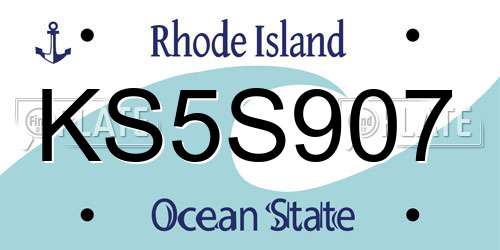 KS5S907 Rhode Island License Plate