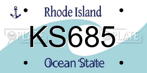 KS685 Rhode Island License Plate