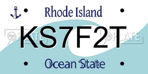 KS7F2T Rhode Island License Plate