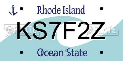 KS7F2Z Rhode Island License Plate