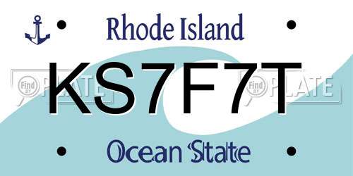 KS7F7T Rhode Island License Plate