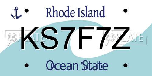 KS7F7Z Rhode Island License Plate