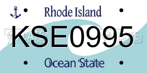 KSE0995 Rhode Island License Plate