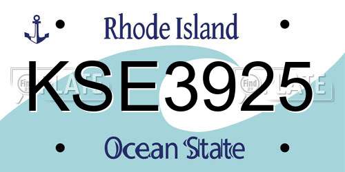 KSE3925 Rhode Island License Plate