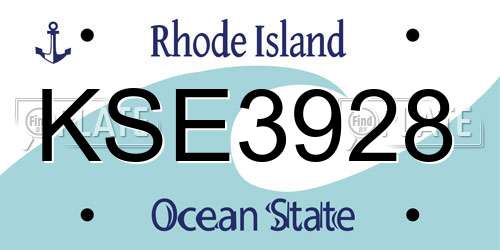 KSE3928 Rhode Island License Plate