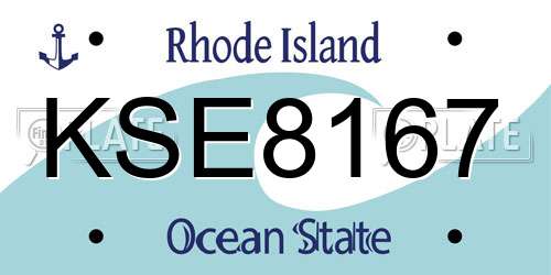 KSE8167 Rhode Island License Plate
