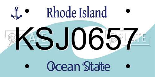KSJ0657 Rhode Island License Plate