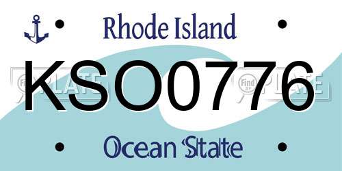 KSO0776 Rhode Island License Plate