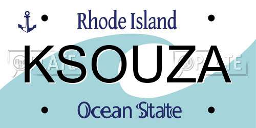 KSOUZA Rhode Island License Plate