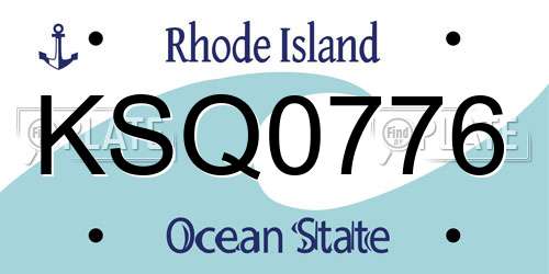 KSQ0776 Rhode Island License Plate