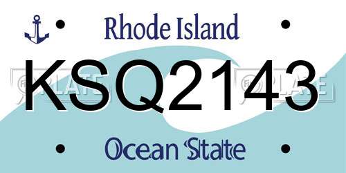 KSQ2143 Rhode Island License Plate
