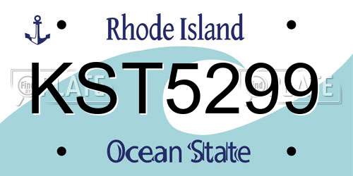 KST5299 Rhode Island License Plate