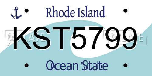 KST5799 Rhode Island License Plate