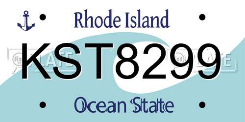 KST8299 Rhode Island License Plate