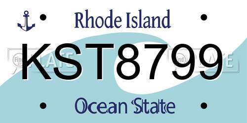 KST8799 Rhode Island License Plate