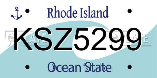 KSZ5299 Rhode Island License Plate
