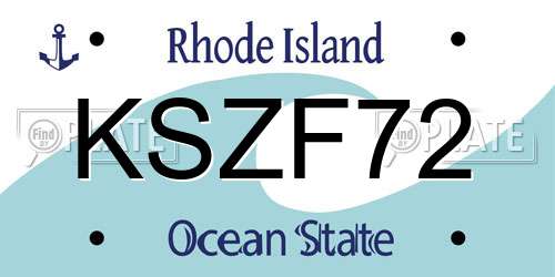 KSZF72 Rhode Island License Plate