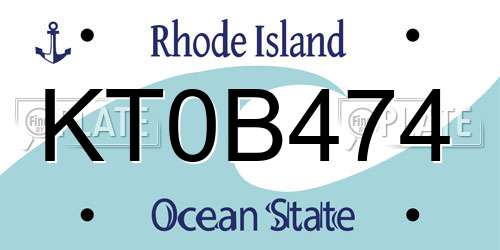 KT0B474 Rhode Island License Plate