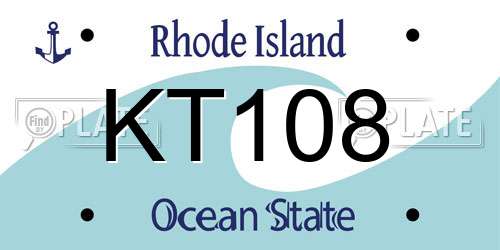 KT108 Rhode Island License Plate