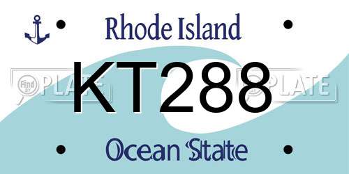 KT288 Rhode Island License Plate