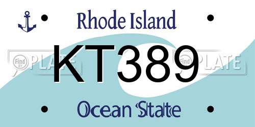 KT389 Rhode Island License Plate