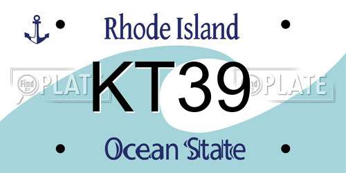 KT39 Rhode Island License Plate