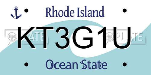 KT3G1U Rhode Island License Plate