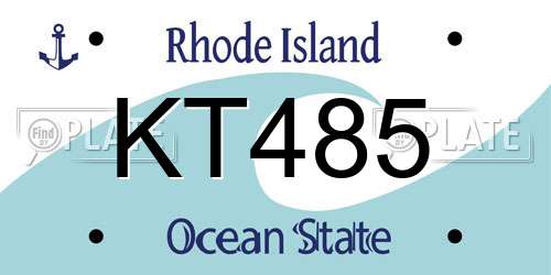 KT485 Rhode Island License Plate