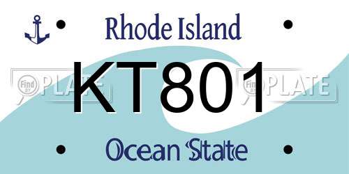 KT801 Rhode Island License Plate
