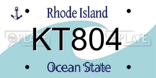 KT804 Rhode Island License Plate