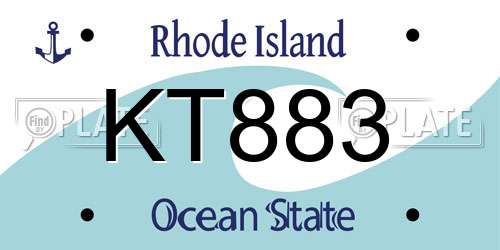KT883 Rhode Island License Plate