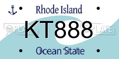 KT888 Rhode Island License Plate