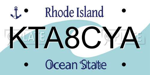 KTA8CYA Rhode Island License Plate