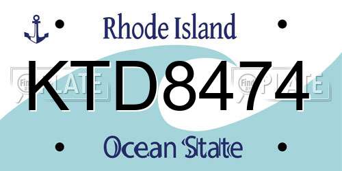 KTD8474 Rhode Island License Plate