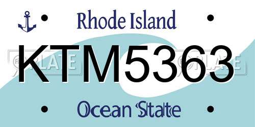 KTM5363 Rhode Island License Plate