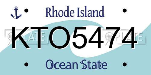 KTO5474 Rhode Island License Plate