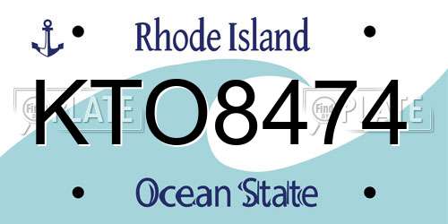 KTO8474 Rhode Island License Plate