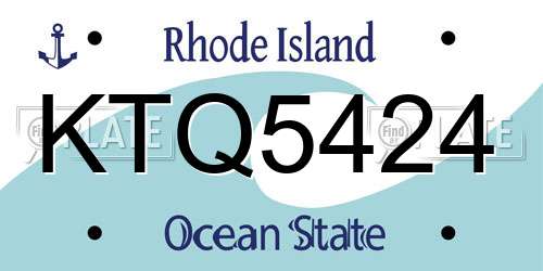 KTQ5424 Rhode Island License Plate