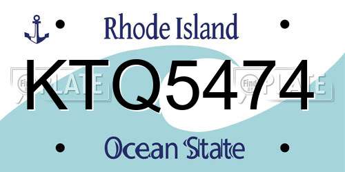 KTQ5474 Rhode Island License Plate