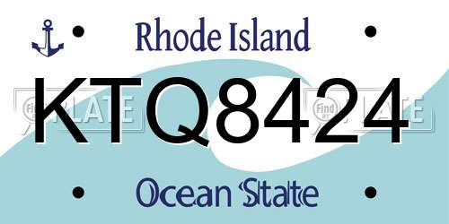 KTQ8424 Rhode Island License Plate