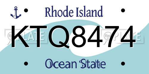 KTQ8474 Rhode Island License Plate